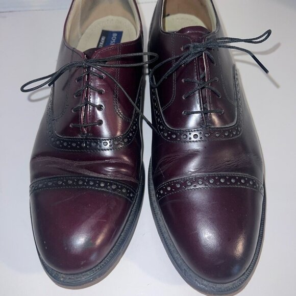Bostonian Wingtip Oxford Leather Dress Shoes Burgundy Men's Size 9 - Picture 2 of 4
